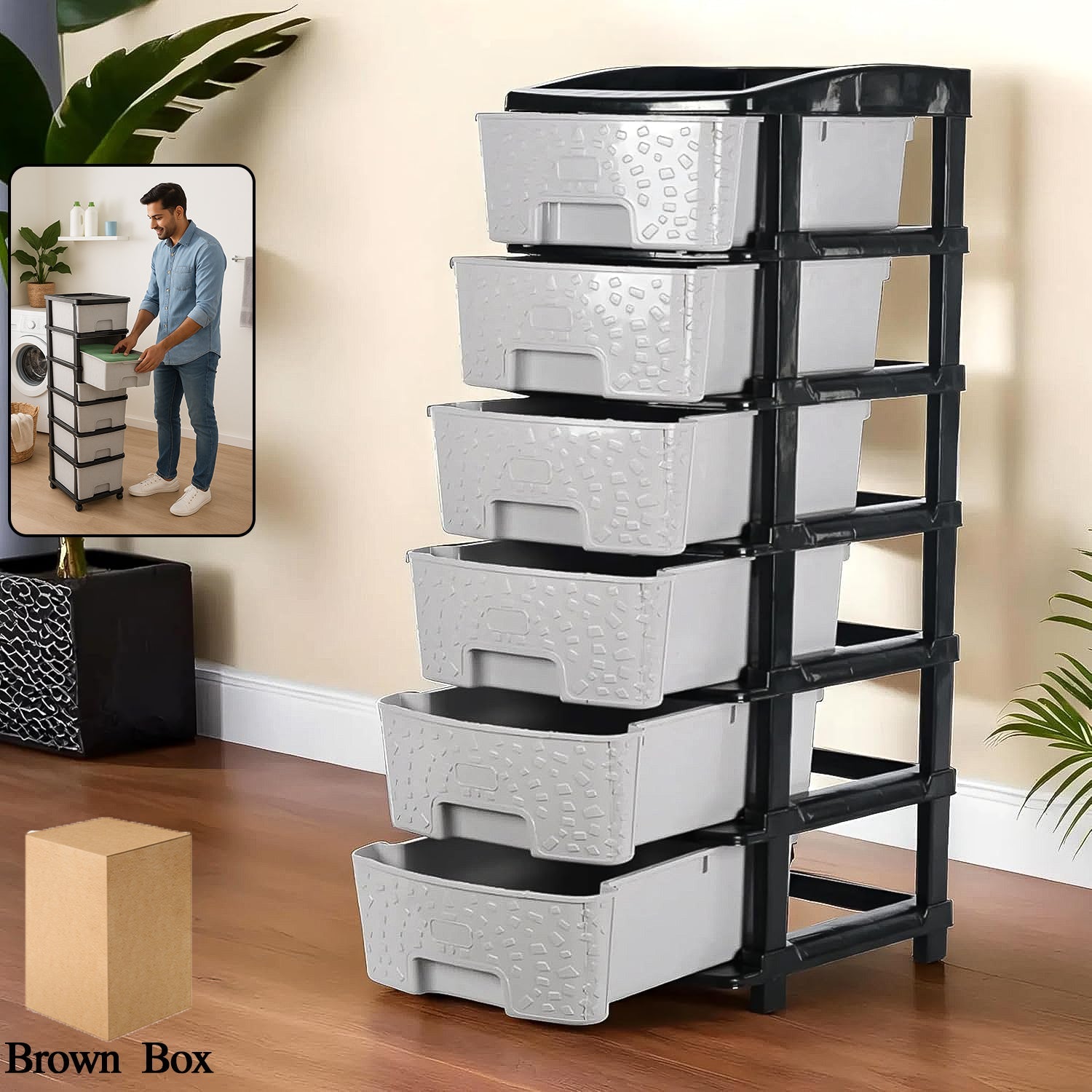 Stacked storage boxes