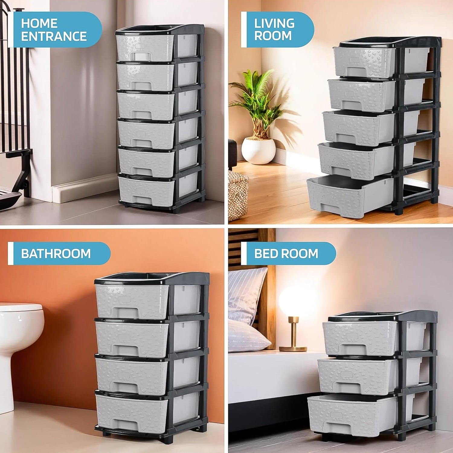 Stacked storage boxes