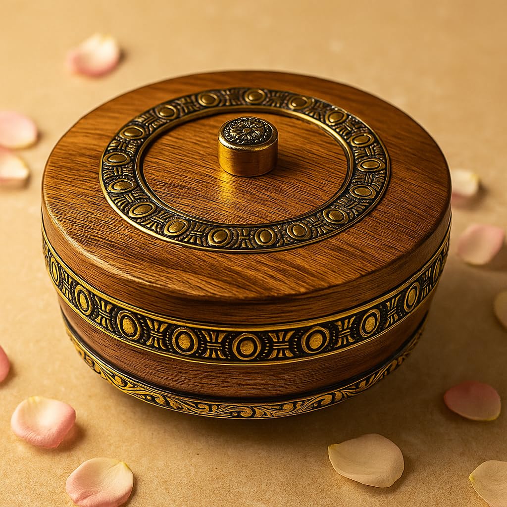 Revolving Dry Fruit & Snack Storage Box | 4-Section Multi-Purpose Container | Dry Food Organizer, Serving Platter & Gift Box for Home & Festive Use (Luxe)