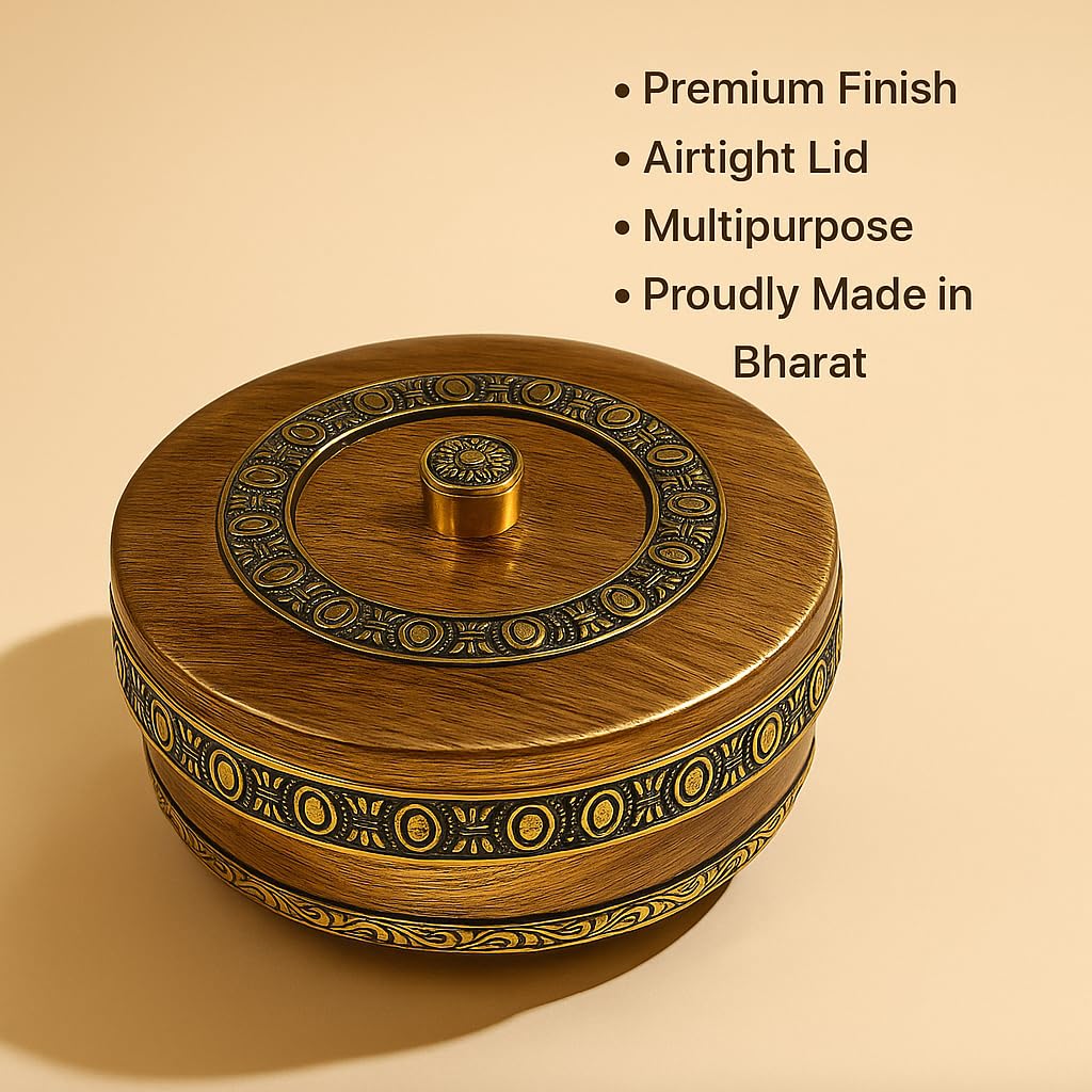 Revolving Dry Fruit & Snack Storage Box | 4-Section Multi-Purpose Container | Dry Food Organizer, Serving Platter & Gift Box for Home & Festive Use (Luxe)