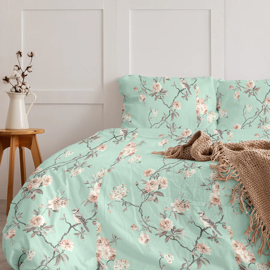 Fitted Bedding Set - 254TC Cherry Blossom Complete Set